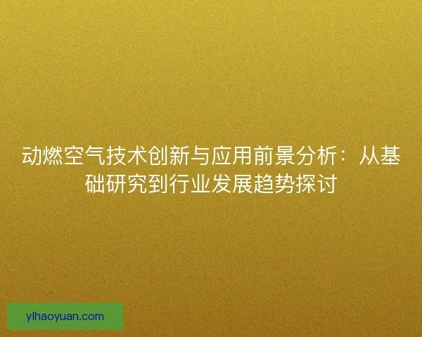 动燃空气技术创新与应用前景分析：从基础研究到行业发展趋势探讨