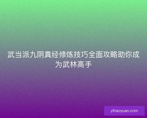 武当派九阴真经修炼技巧全面攻略助你成为武林高手